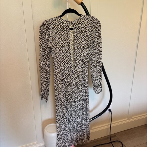 Reformation Josephine Midi Dress Floral Pattern Navy Blue size 2 - Picture 8 of 13